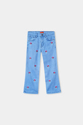 Girls Ice Blue  Wide Leg  Minnie Embroidered Pant